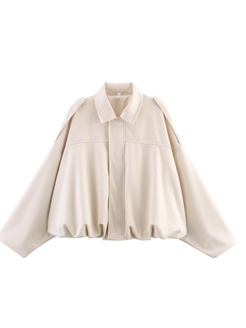 Faux Suede Cropped Oversized Lapel Bomber Jacket Lightweight 4-Season